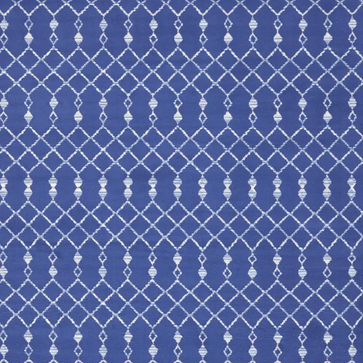 8' X 12' Navy Blue and Ivory Moroccan Distressed Non Skid Area Rug