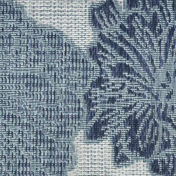 9' X 12' Navy Blue And Ivory Floral Indoor Outdoor Area Rug