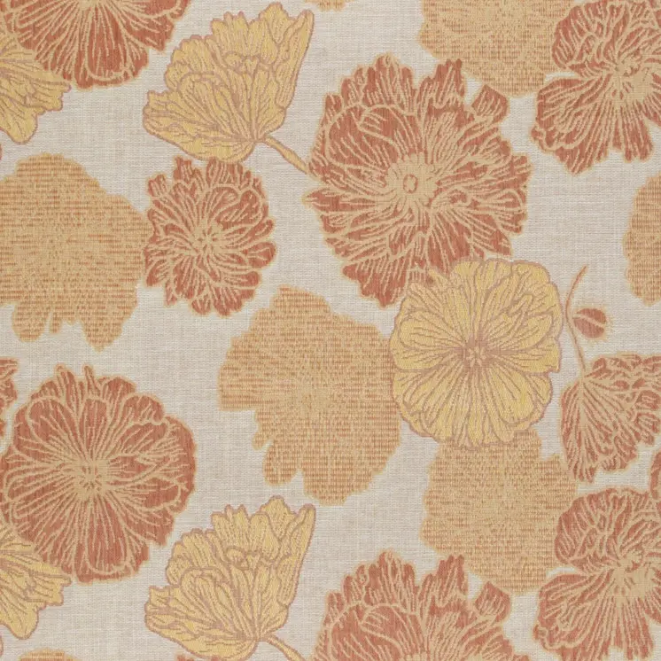 9' X 12' Coral And Ivory Floral Indoor Outdoor Area Rug