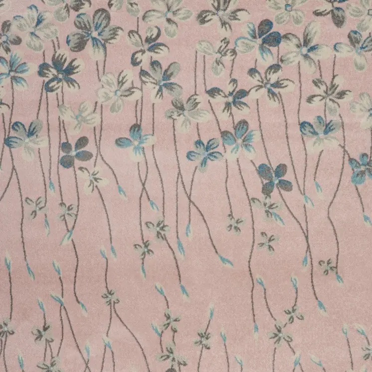 9' X 12' Pink Gray and Blue Floral Area Rug
