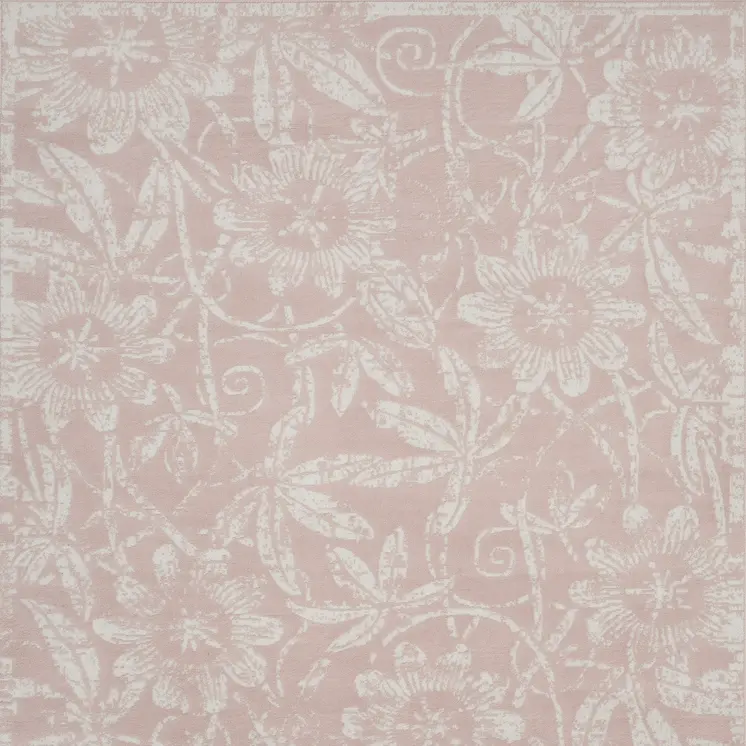 8' X 12' Pink and Ivory Floral Distressed Non Skid Area Rug