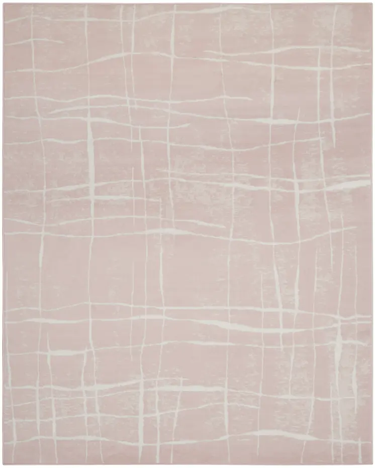 8' X 12' Pink and Ivory Abstract Distressed Non Skid Area Rug
