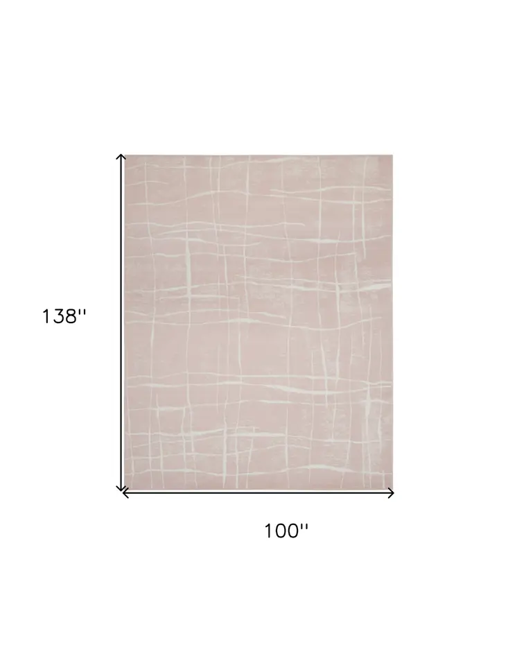 8' X 12' Pink and Ivory Abstract Distressed Non Skid Area Rug