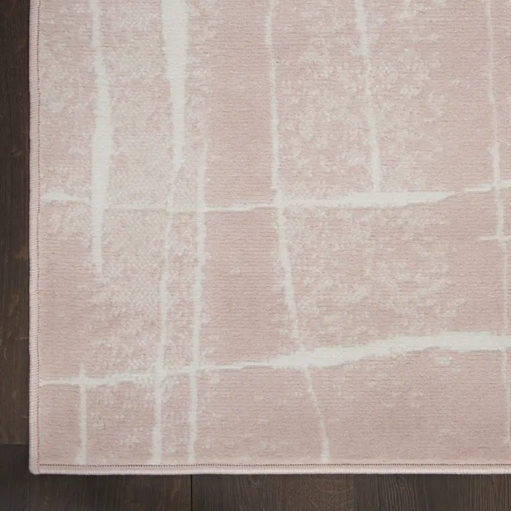 8' X 12' Pink and Ivory Abstract Distressed Non Skid Area Rug