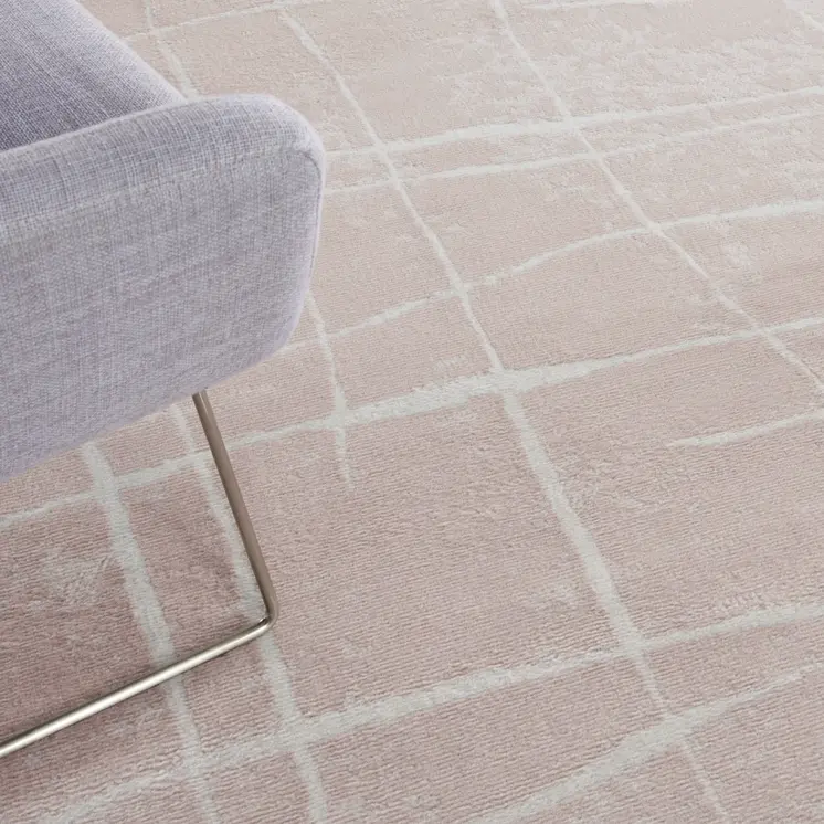 8' X 12' Pink and Ivory Abstract Distressed Non Skid Area Rug