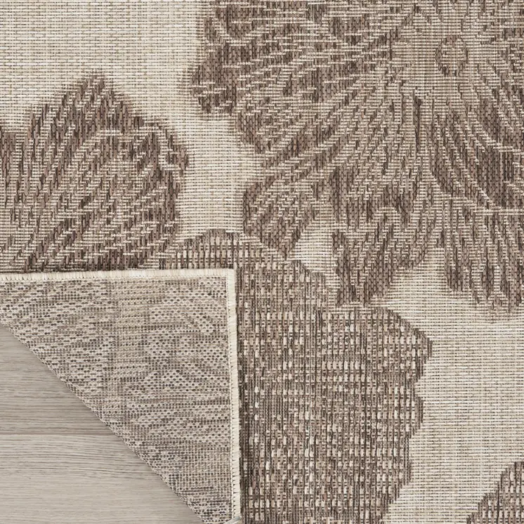 9' X 12' Natural And Ivory Floral Indoor Outdoor Area Rug
