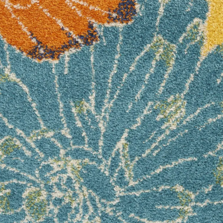 9' X 12' Yellow Floral Power Loom Area Rug