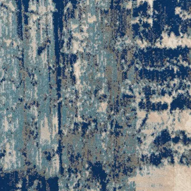 9' X 13' Ivory Blue and Slate Gray Abstract Non Skid Area Rug