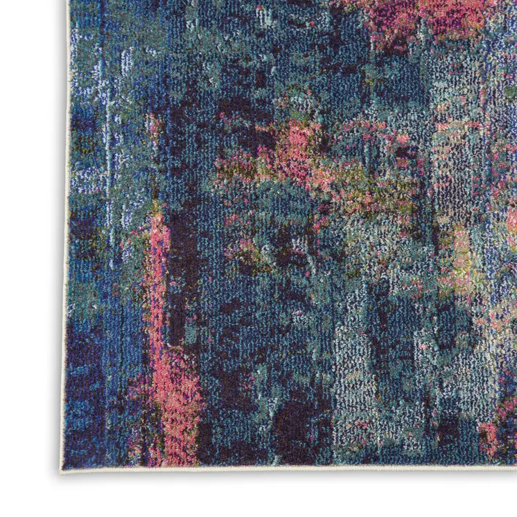 10' X 14' Blue and Yellow Abstract Power Loom Area Rug