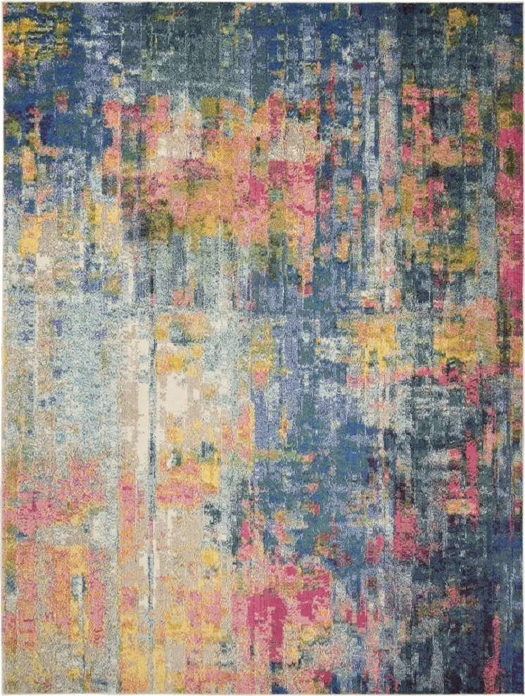 10' X 14' Blue and Yellow Abstract Power Loom Area Rug