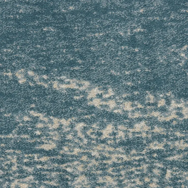 9' X 13' Ivory and Teal Blue Abstract Non Skid Area Rug