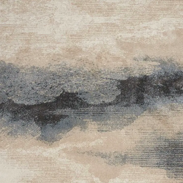 9' X 13' Gray Black and Beige Abstract Non Skid Area Rug