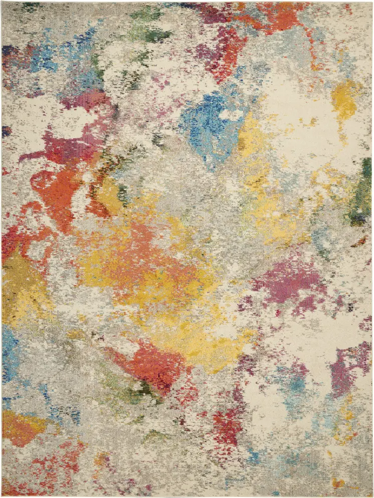 10' X 14' Ivory Abstract Power Loom Area Rug