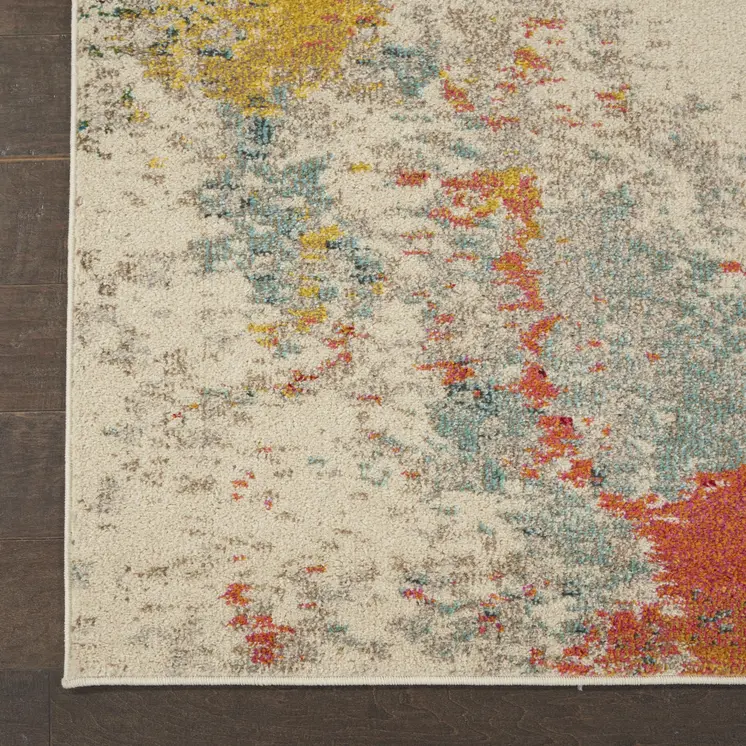 10' X 14' Ivory Abstract Power Loom Area Rug