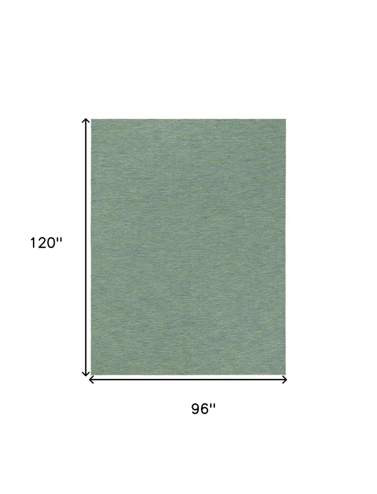 8' X 10' Blue And Green Geometric Indoor Outdoor Area Rug