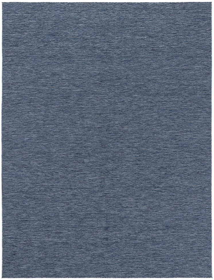 8' X 10' Navy Blue And Ivory Geometric Indoor Outdoor Area Rug