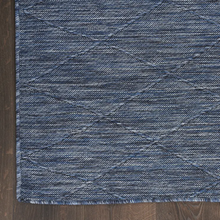 8' X 10' Navy Blue And Ivory Geometric Indoor Outdoor Area Rug