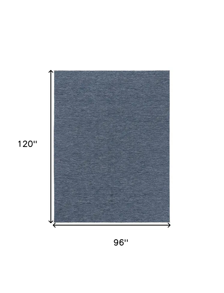 8' X 10' Navy Blue And Ivory Geometric Indoor Outdoor Area Rug