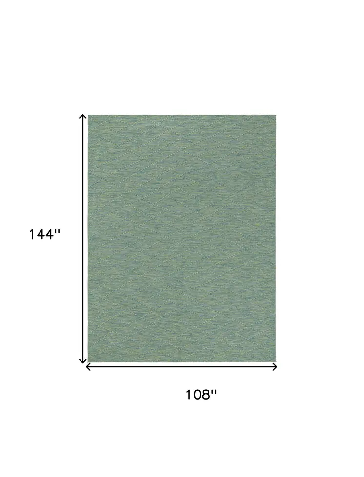 9' X 12' Blue And Green Geometric Indoor Outdoor Area Rug