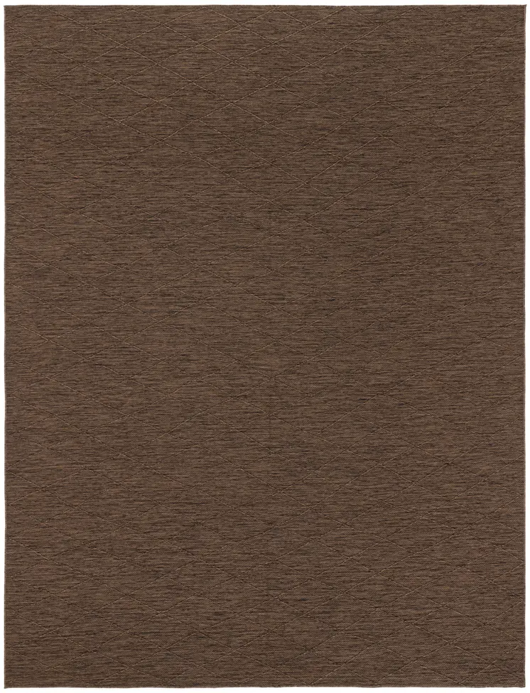 9' X 12' Dark Brown And Brown Geometric Indoor Outdoor Area Rug
