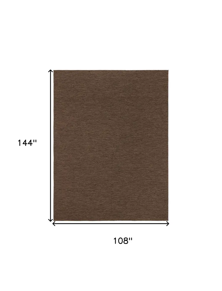 9' X 12' Dark Brown And Brown Geometric Indoor Outdoor Area Rug
