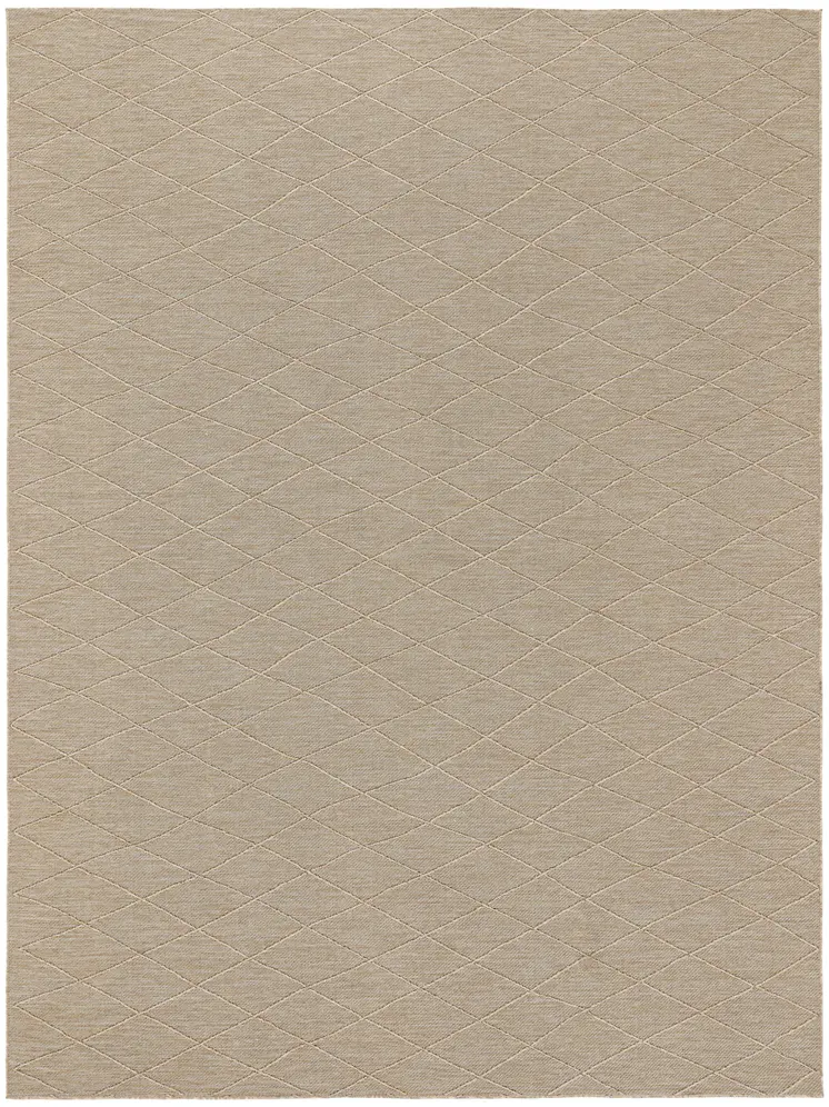 10' X 14' Natural And Light Brown Geometric Indoor Outdoor Area Rug