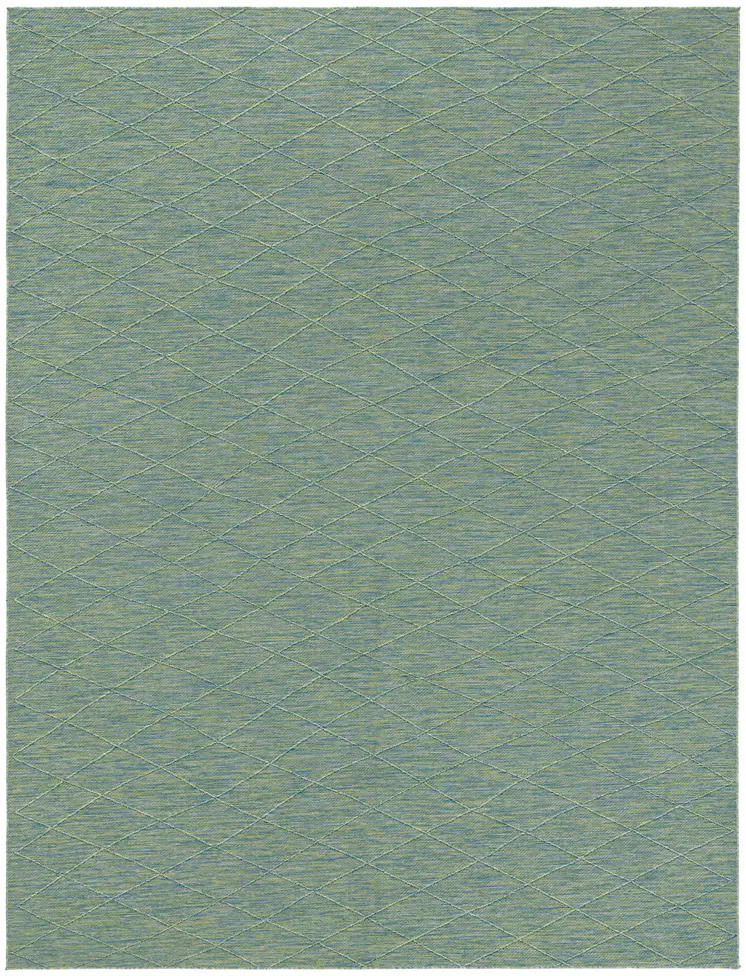 10' X 14' Blue And Green Geometric Indoor Outdoor Area Rug