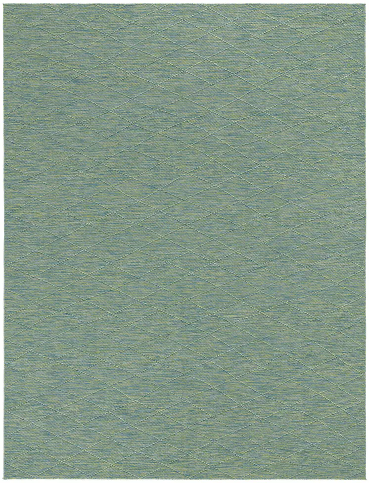 10' X 14' Blue And Green Geometric Indoor Outdoor Area Rug
