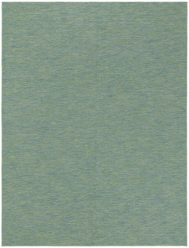 10' X 14' Blue And Green Geometric Indoor Outdoor Area Rug