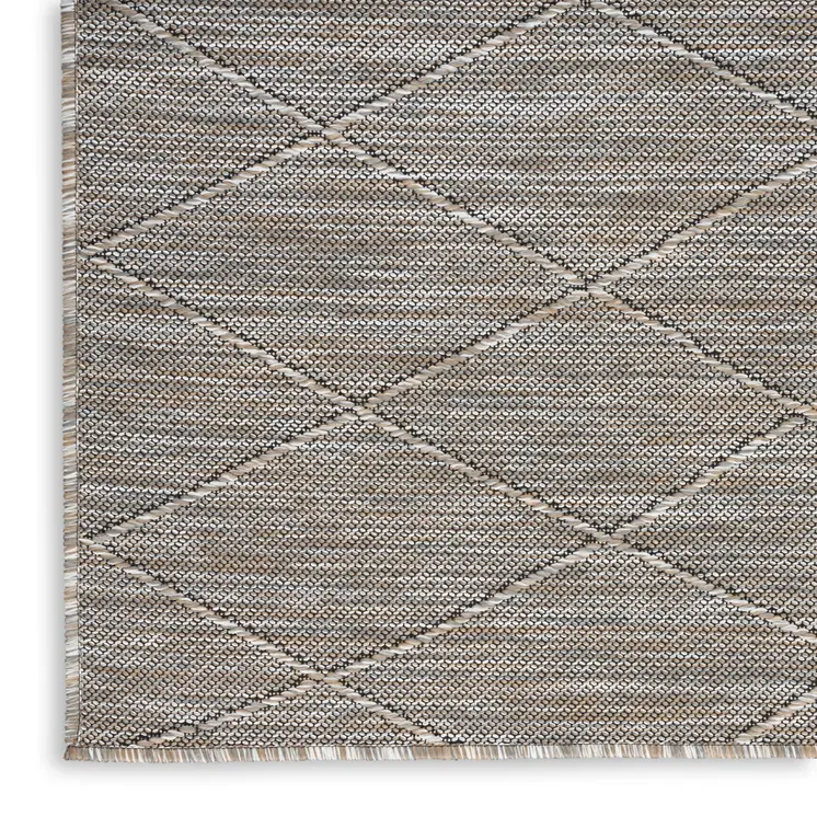 10' X 14' Gray And Light Gray Geometric Indoor Outdoor Area Rug