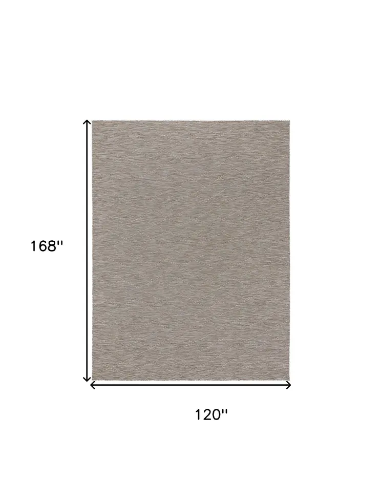 10' X 14' Gray And Light Gray Geometric Indoor Outdoor Area Rug