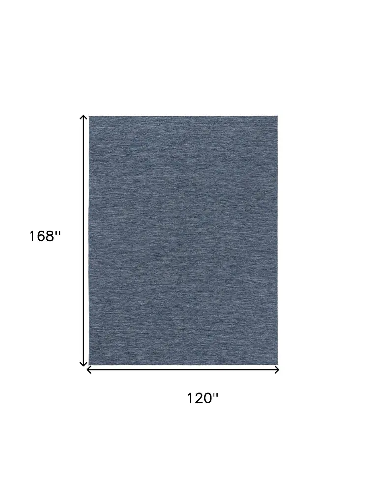 10' X 14' Navy Blue And Ivory Geometric Indoor Outdoor Area Rug