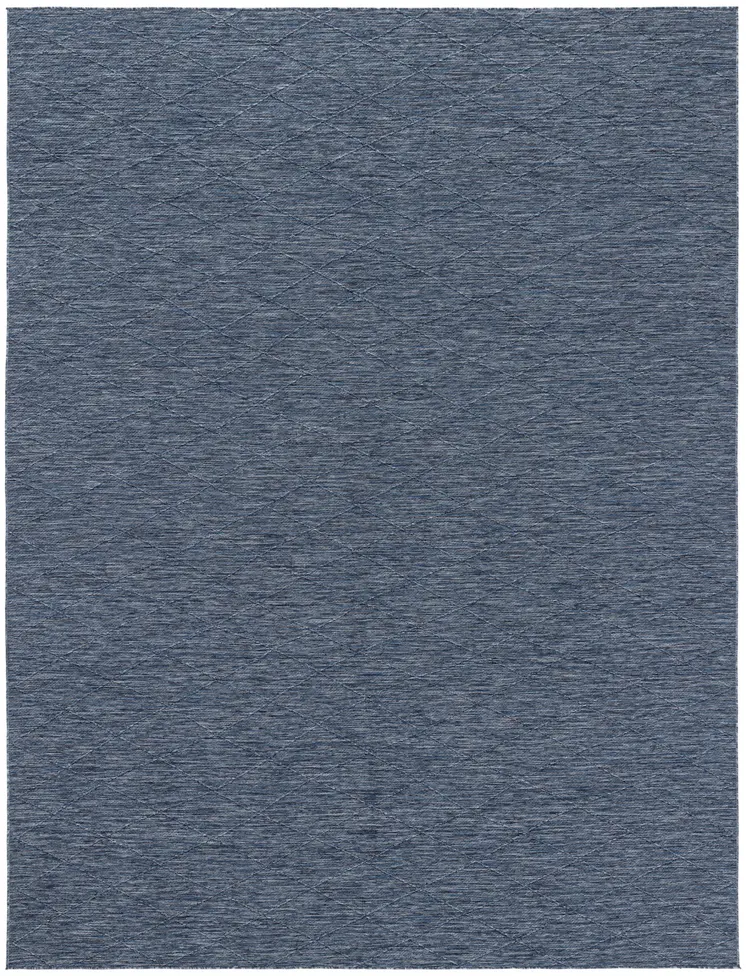 10' X 14' Navy Blue And Ivory Geometric Indoor Outdoor Area Rug