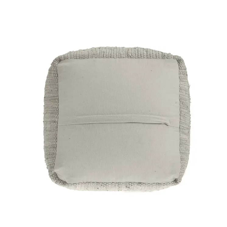 18" Gray and Natural Cotton And Jute Cube Pouf Ottoman