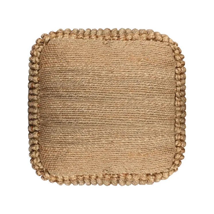 18" Natural Jute Blend Cube Pouf Ottoman
