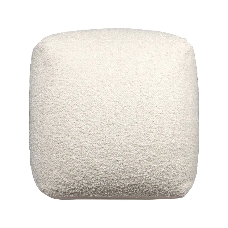 18" Ivory Polyester Cube Outdoor Pouf Ottoman