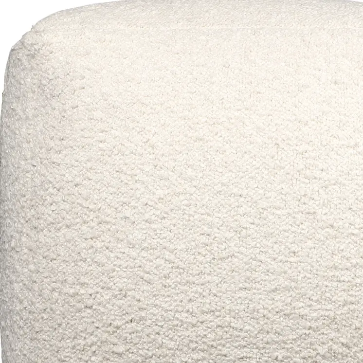 18" Ivory Polyester Cube Outdoor Pouf Ottoman