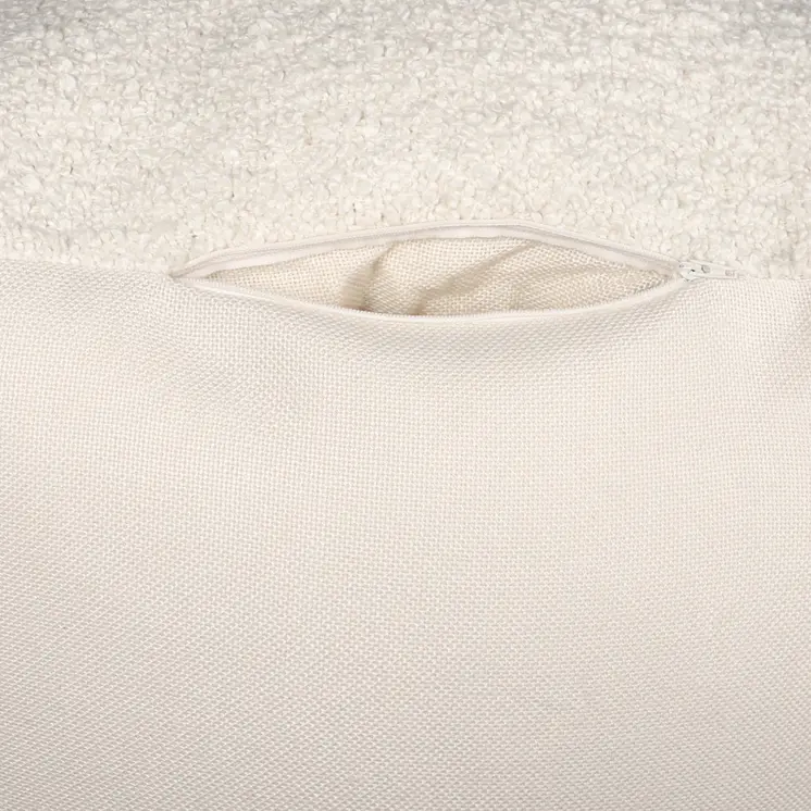 18" Ivory Polyester Cube Outdoor Pouf Ottoman