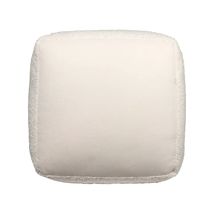 18" Ivory Polyester Cube Outdoor Pouf Ottoman