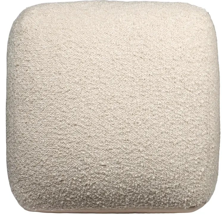 18" Beige Polyester Cube Outdoor Pouf Ottoman