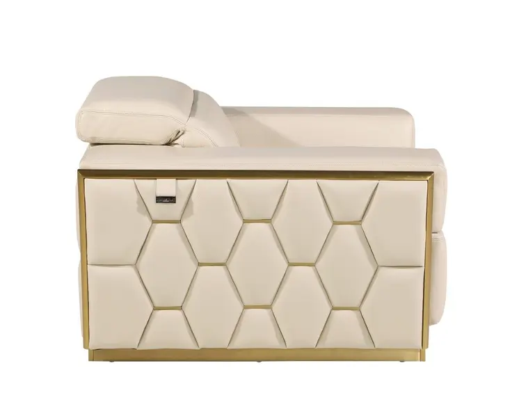 47" Beige and Gold Italian Leather Club Chair