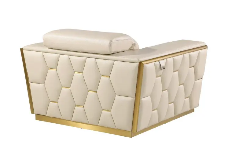 47" Beige and Gold Italian Leather Club Chair