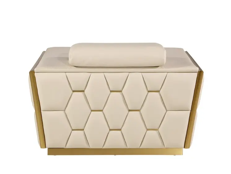47" Beige and Gold Italian Leather Club Chair