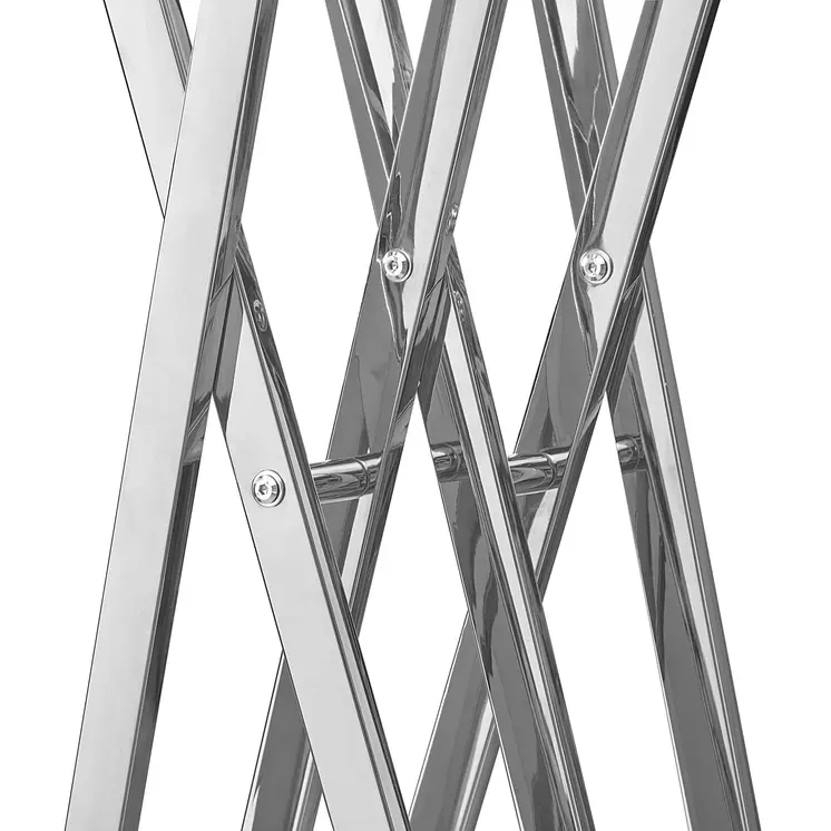 65" Silver And White Metal And Marble Six Hook Freestanding Coat Rack