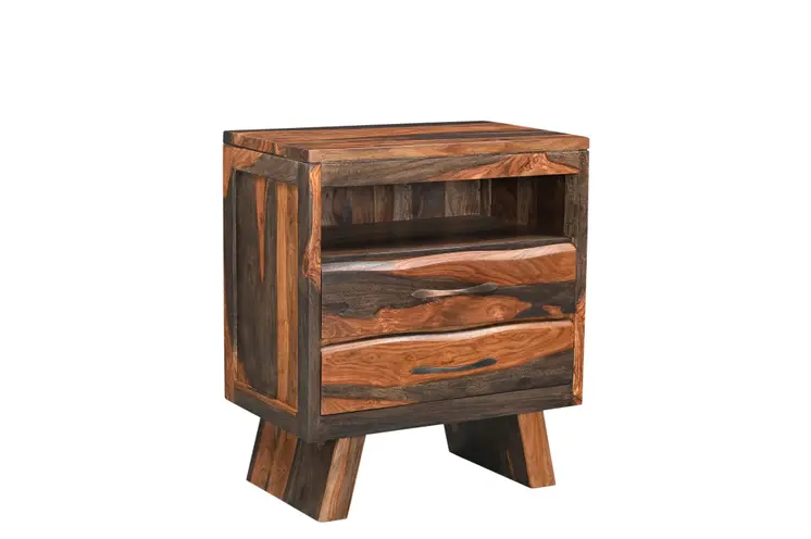 30" Dark Brown Solid Wood Two Drawer Nightstand