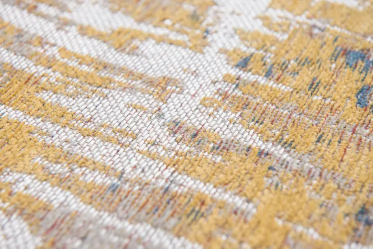 10' White Abstract Runner Rug
