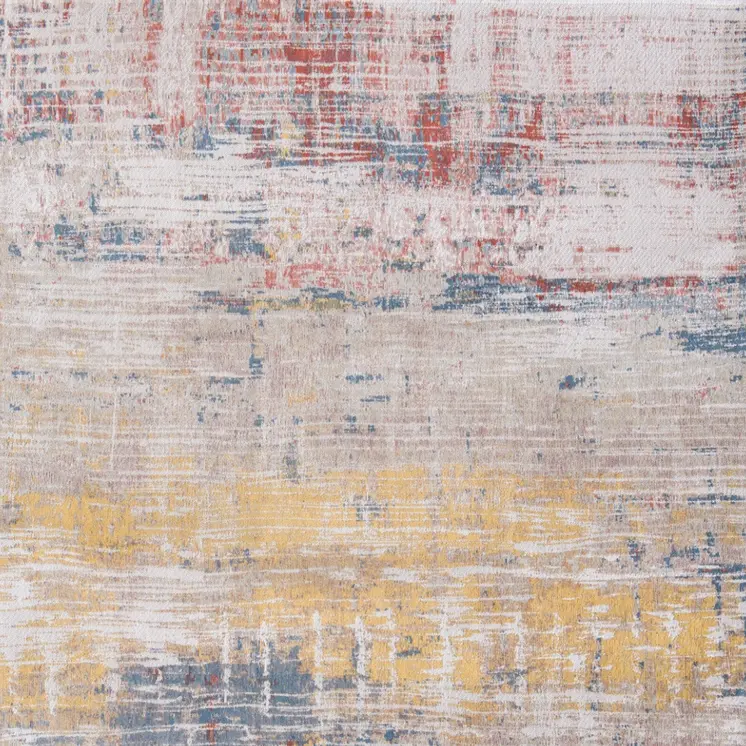10' White Abstract Runner Rug