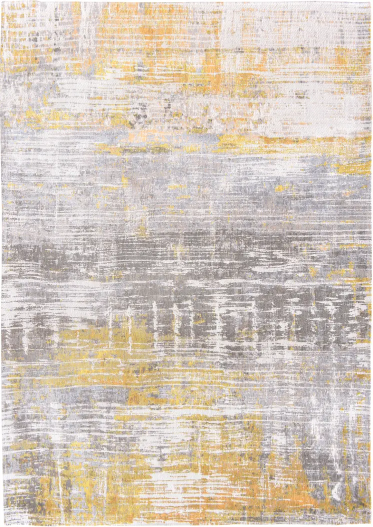 10' Gray And Yellow Abstract Runner Rug