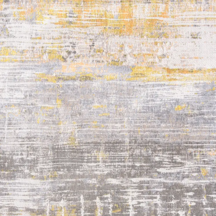 10' Gray And Yellow Abstract Runner Rug