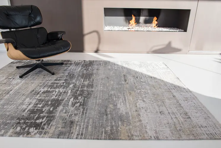10' Gray And White Abstract Runner Rug